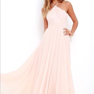 *nwt* Lulu’s Blush Pink Maxi Bridesmaid Dress